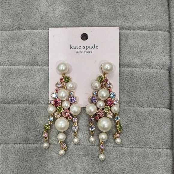 Kate Spade Pearl and Jewel Cluster Earrings - Picture 2 of 2